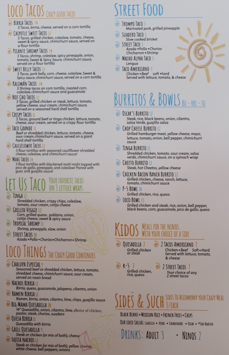 Loco Taco Oxford Photo Menu 2