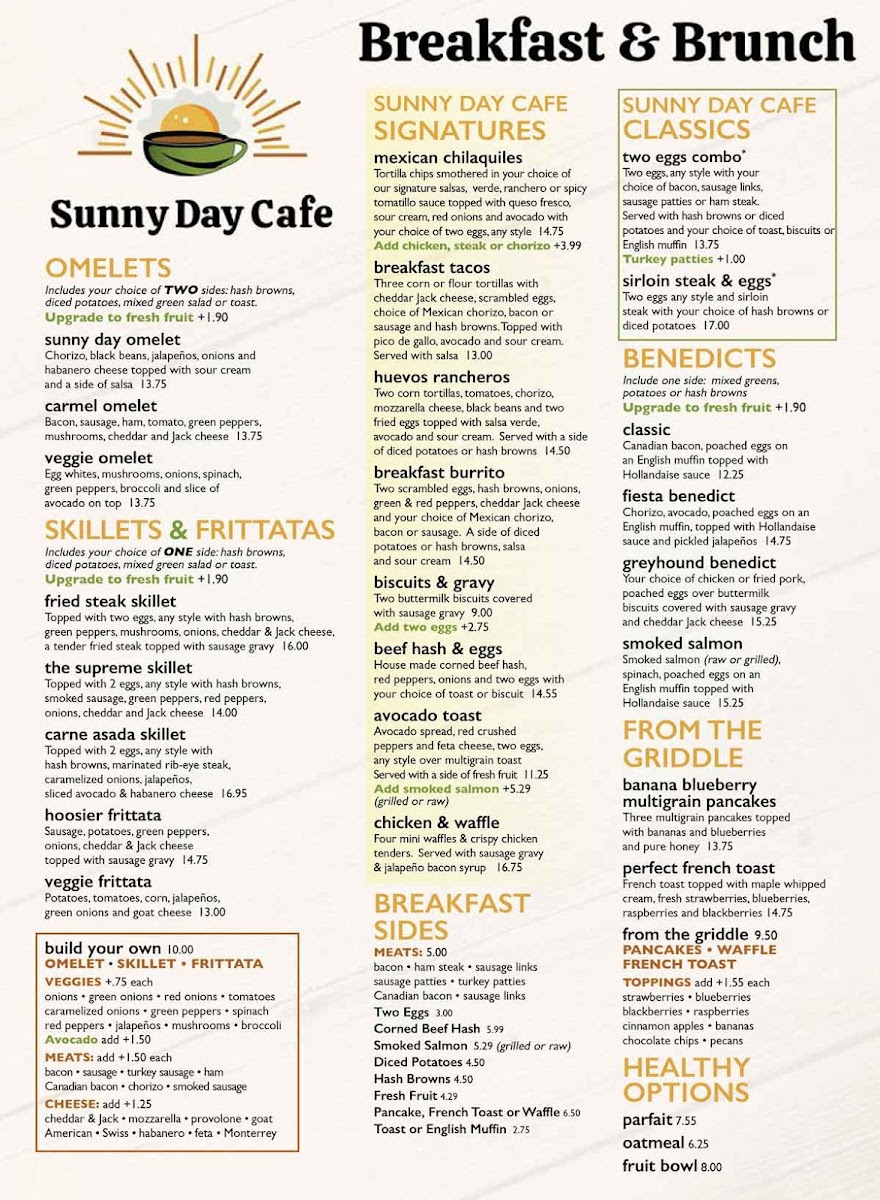 Sunny Day Cafe - Noblesville Photo Menu 1