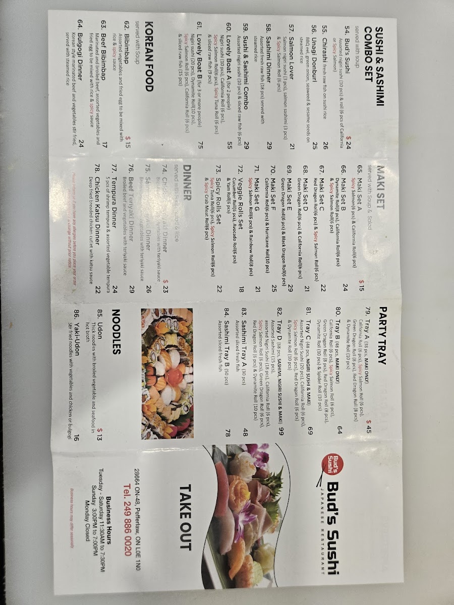 Bud's sushi Photo Menu 1