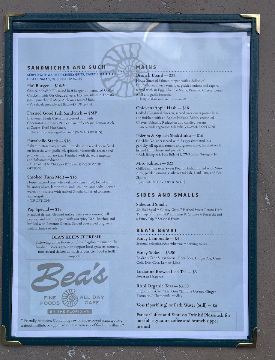 Bea's Fine Foods + All Day Cafe Photo Menu 7