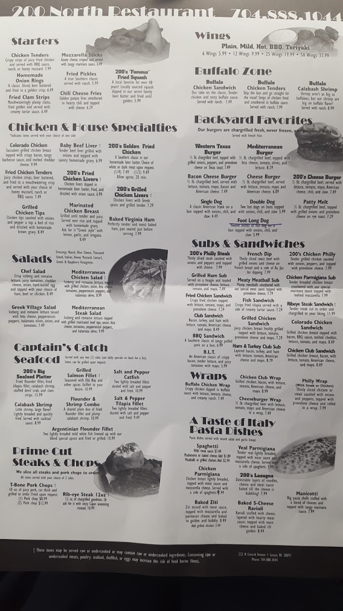 200 North Family Restaurant Photo Menu 10