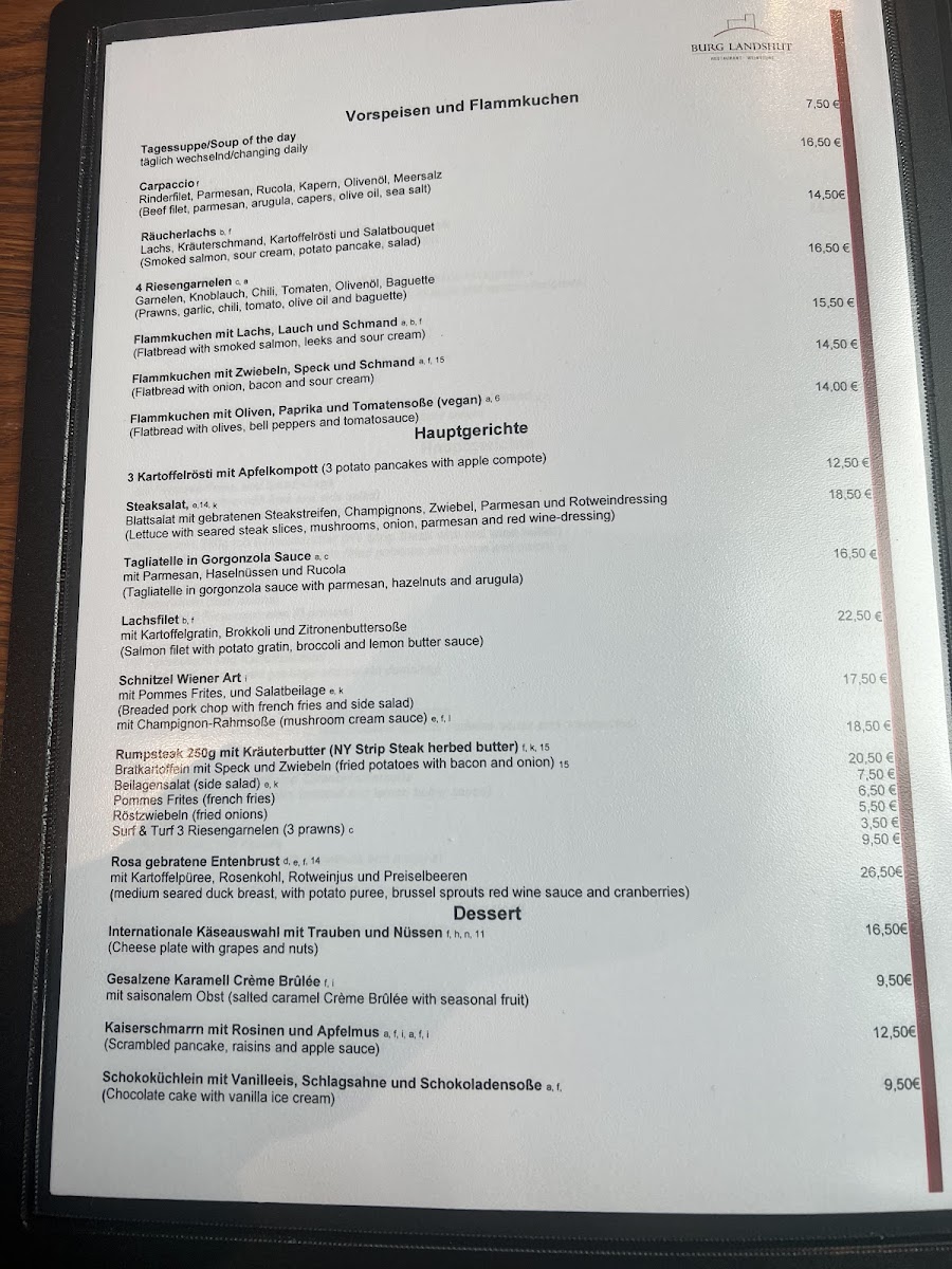 Restaurant Burg Landshut Photo Menu 3