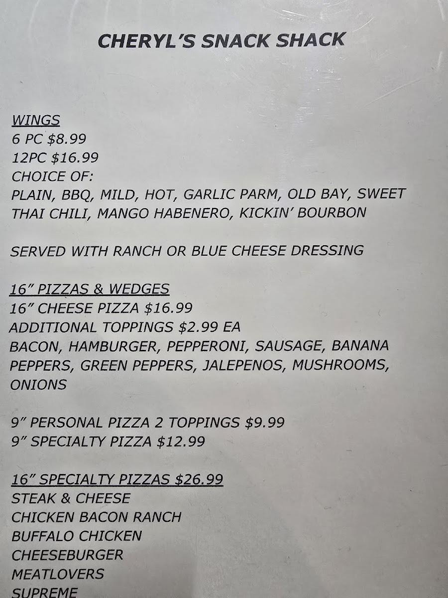Cheryl's Snack Shack Photo Menu 5