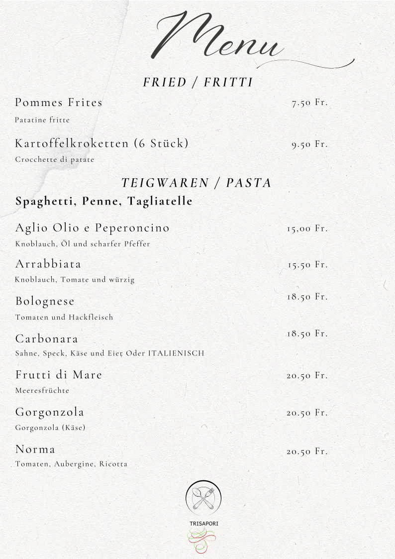 Trisapori Pizzeria- Restaurant Photo Menu 1