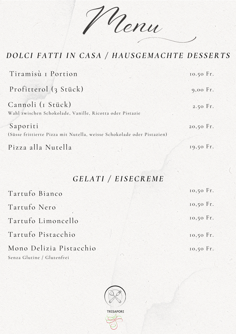 Trisapori Pizzeria- Restaurant Photo Menu 3