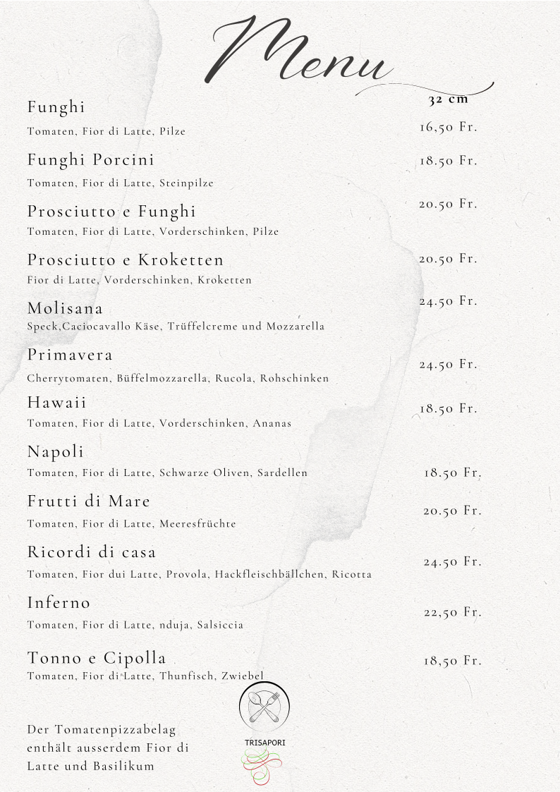 Trisapori Pizzeria- Restaurant Photo Menu 7