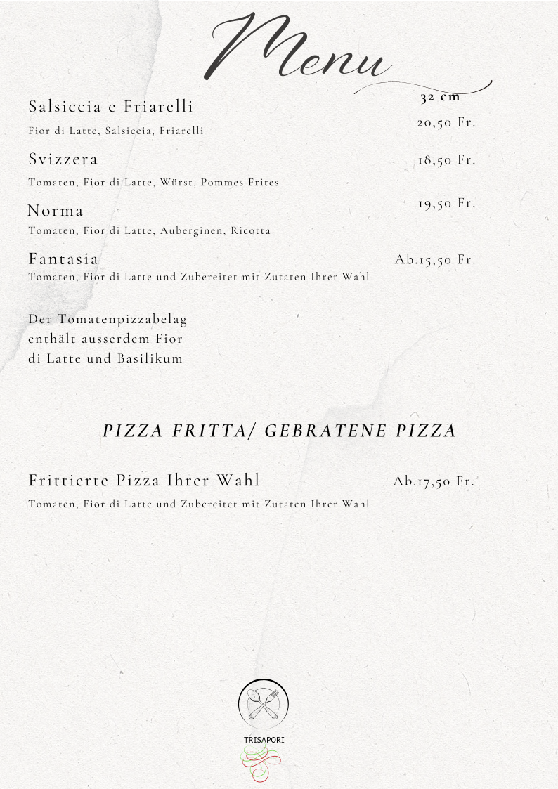 Trisapori Pizzeria- Restaurant Photo Menu 9