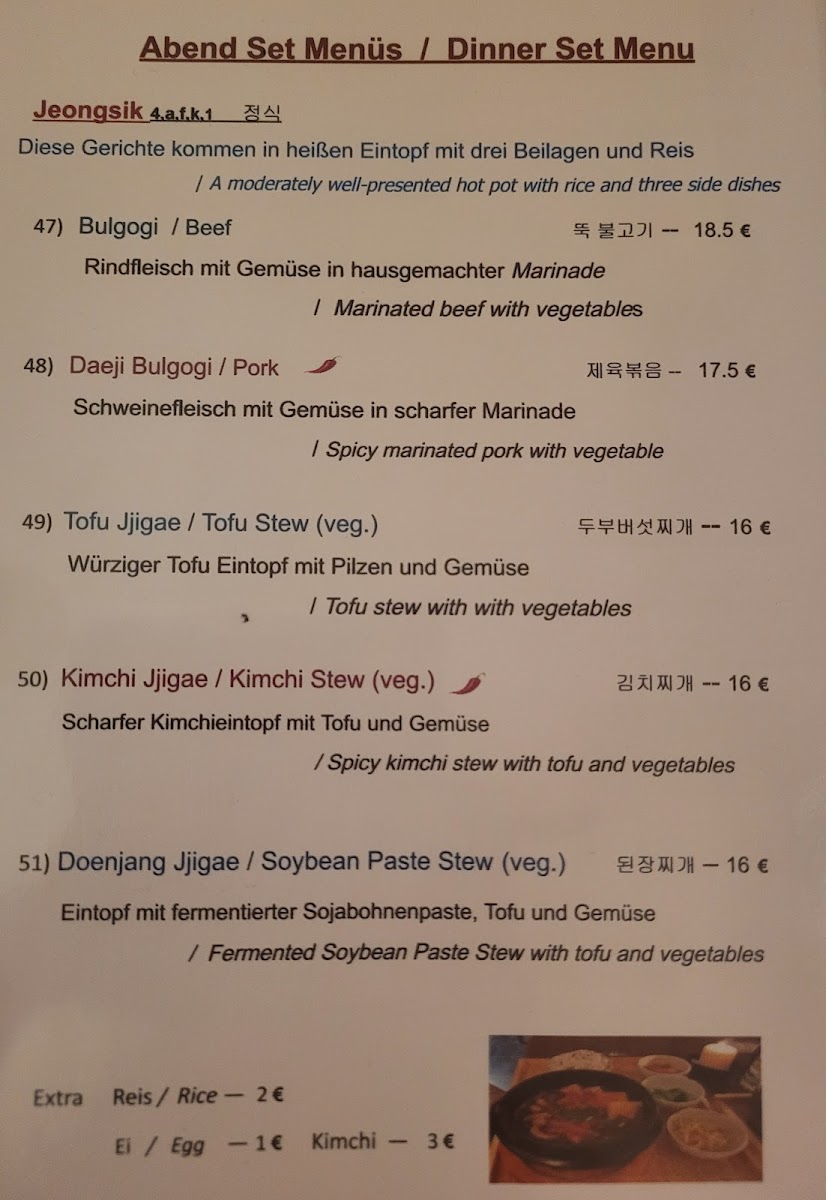 Hansik Korea Photo Menu 1