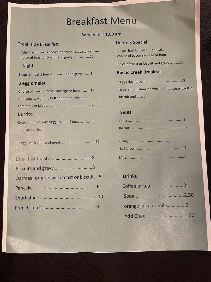 Rustic Creek Steakhouse Photo Menu 4