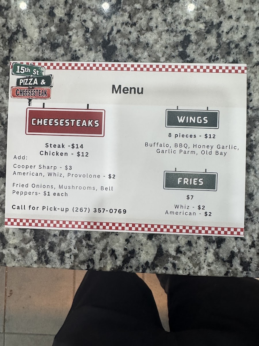 15th St Pizza and Cheesesteak Photo Menu 1