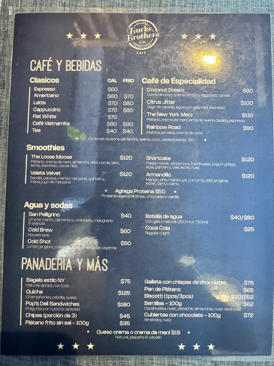 Burke Brothers Cafe Photo Menu 1