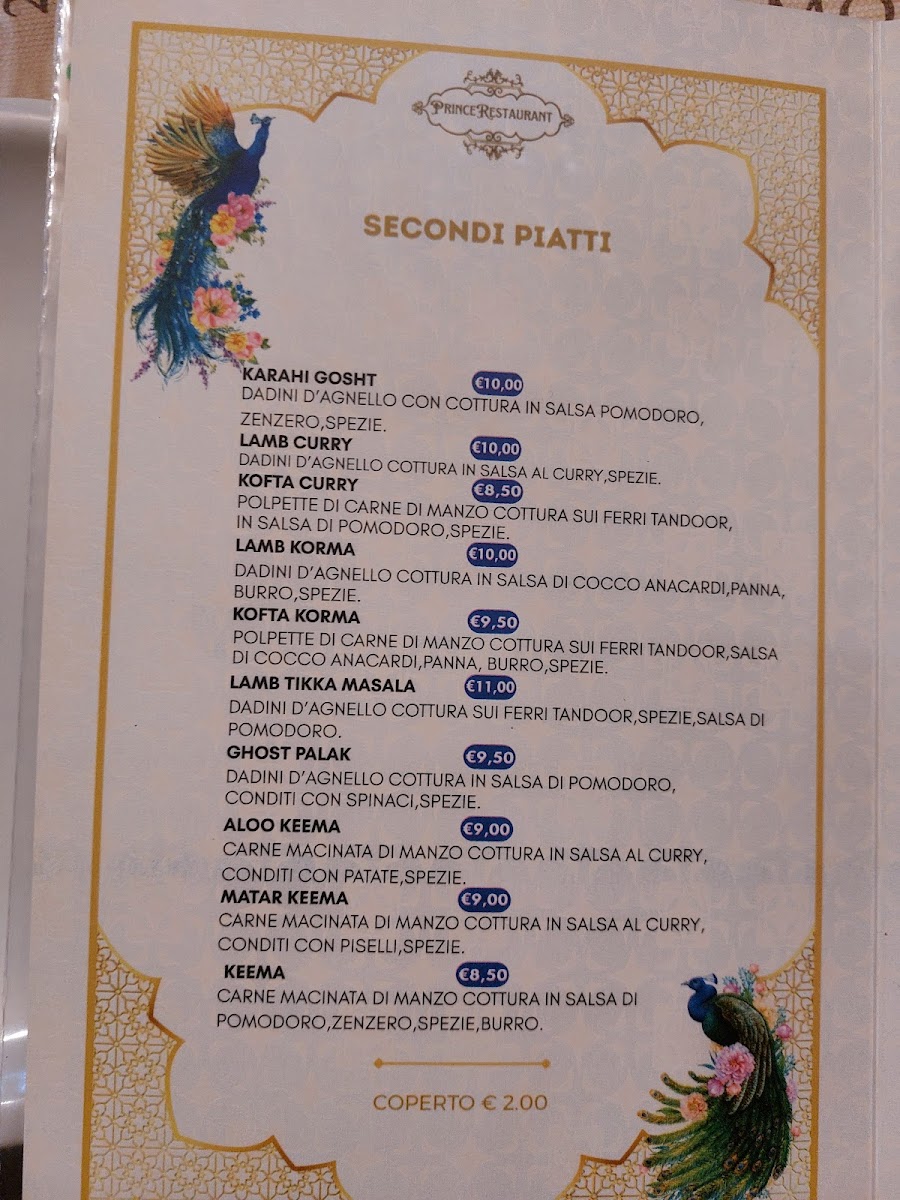 Prince Restaurant Photo Menu 1