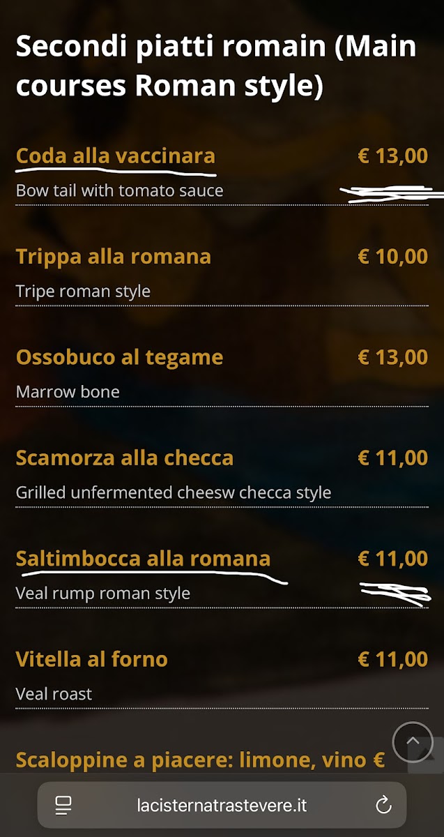 La Cisterna Photo Menu 1