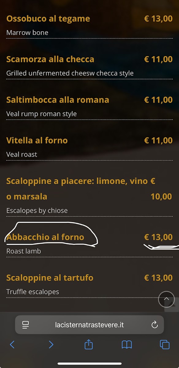 La Cisterna Photo Menu 5