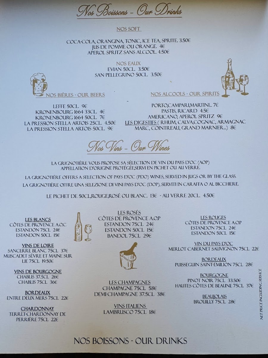 La Grignotière - Restaurant Villefranche-sur-Mer Photo Menu 2