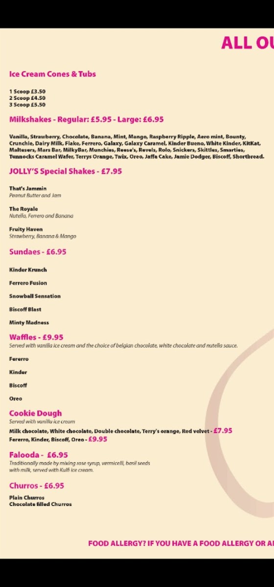 JOLLY'S Desserts & Grill Photo Menu 4