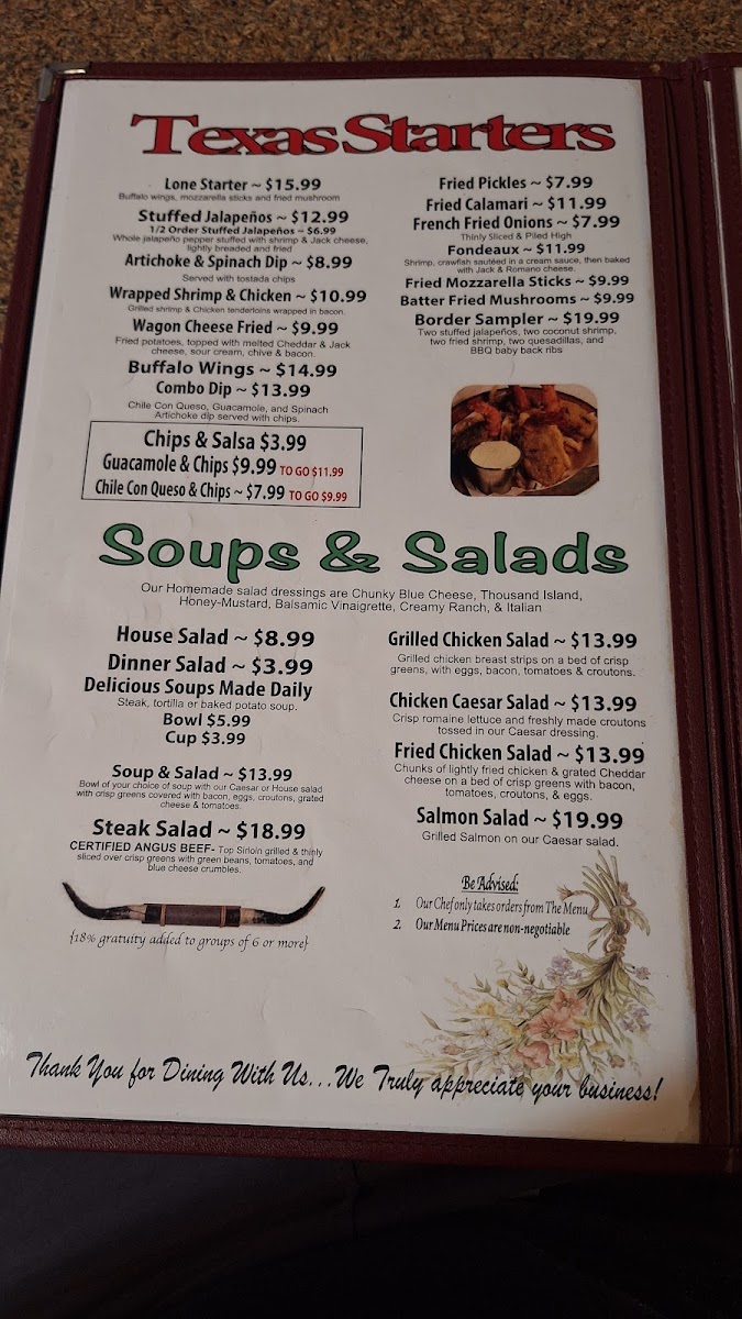 Robert's Steakhouse Photo Menu 1