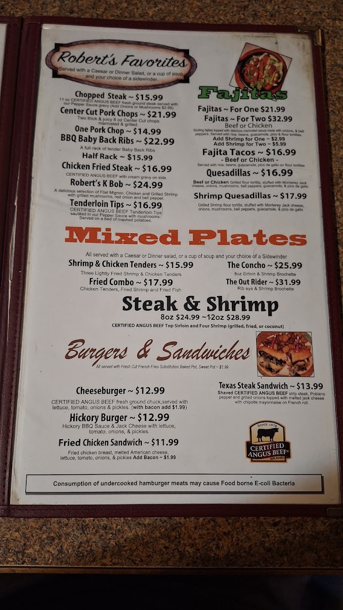 Robert's Steakhouse Photo Menu 3
