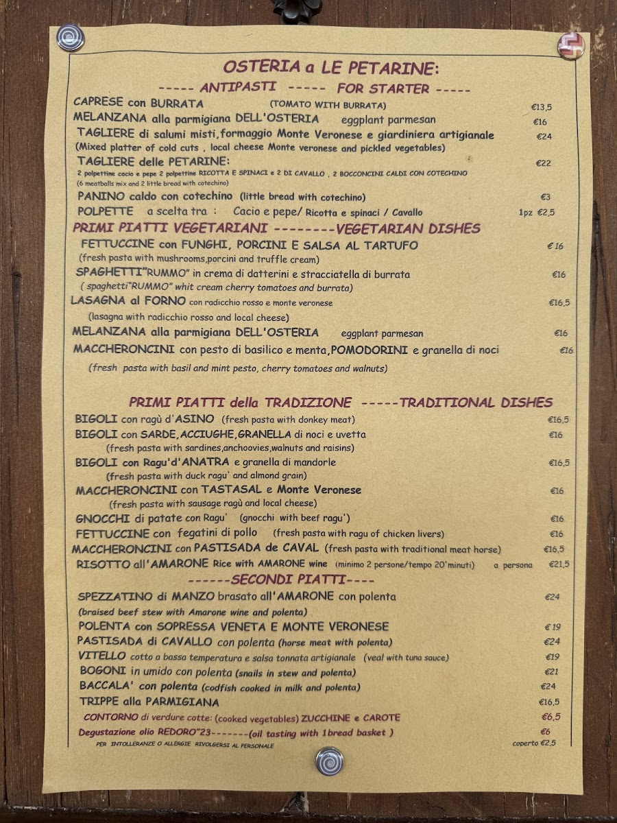 Osteria A Le Petarine Photo Menu 1