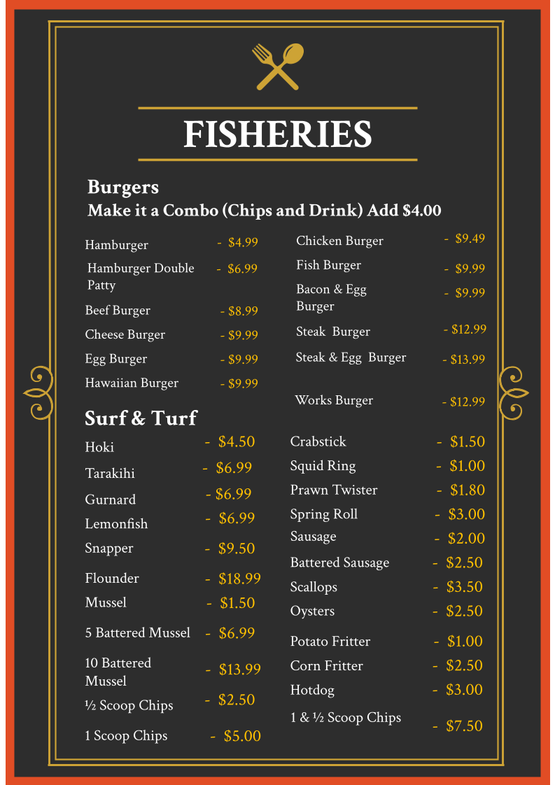 Southern Cross Fisheries Photo Menu 1