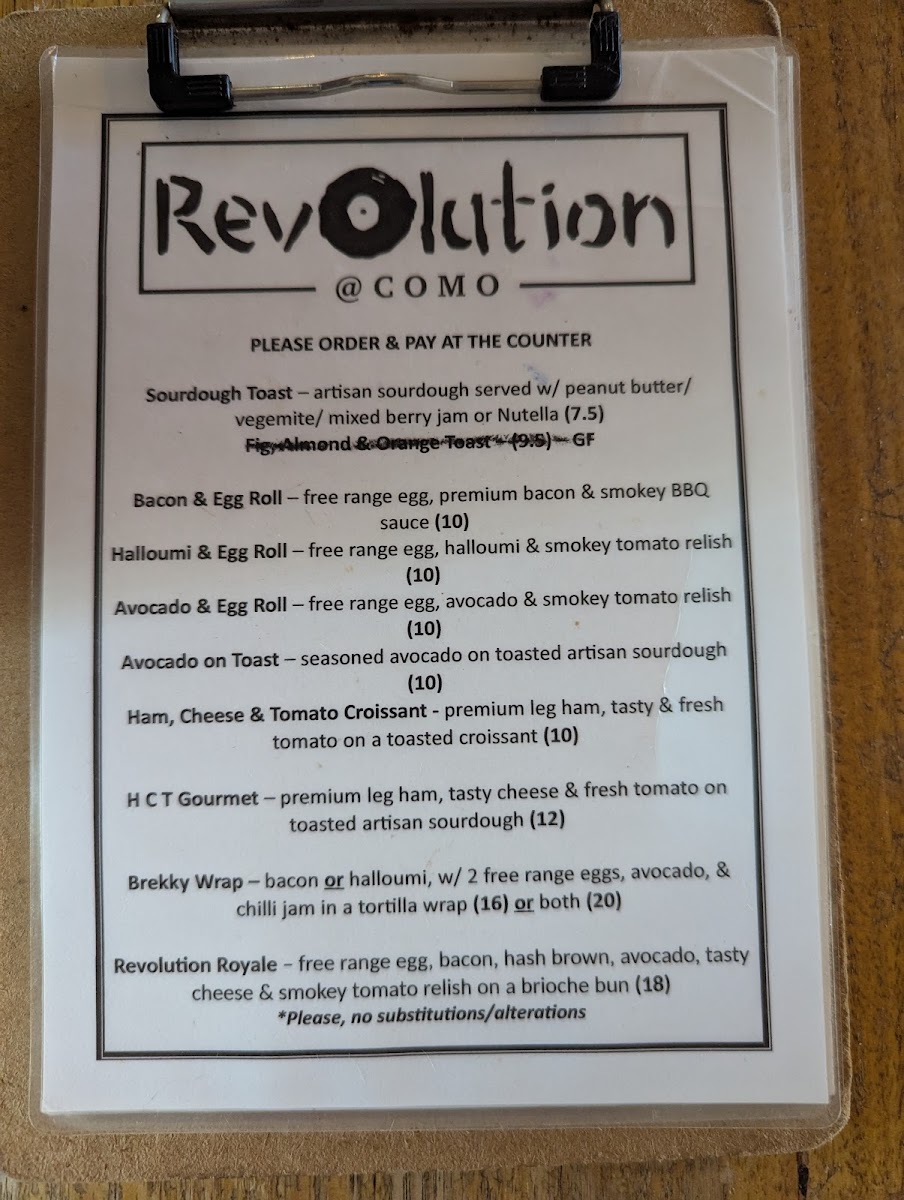 Revolution at Como Photo Menu 1