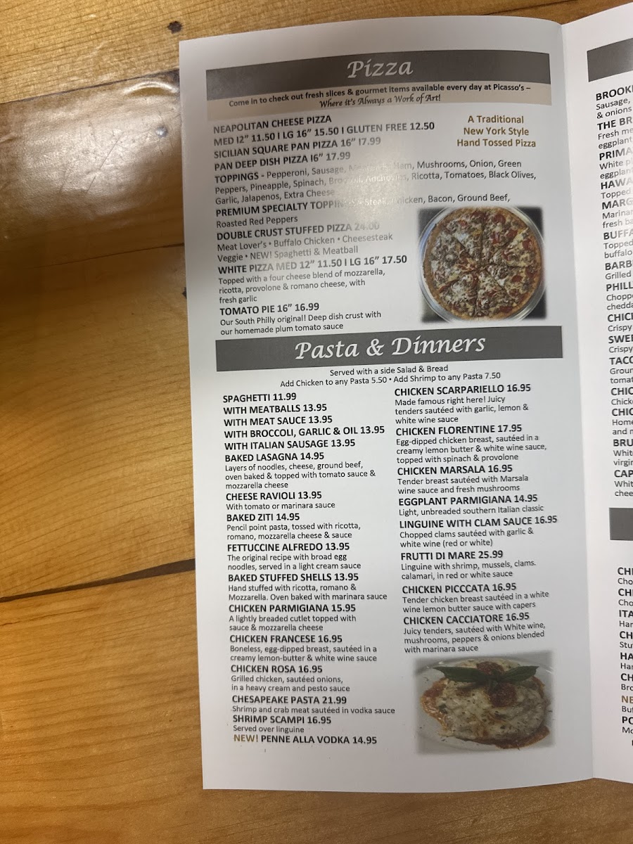 Picasso Pizza Photo Menu 1