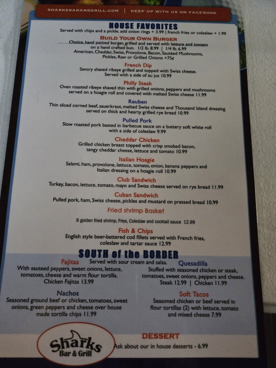 Sharks Bar & Grill Photo Menu 1