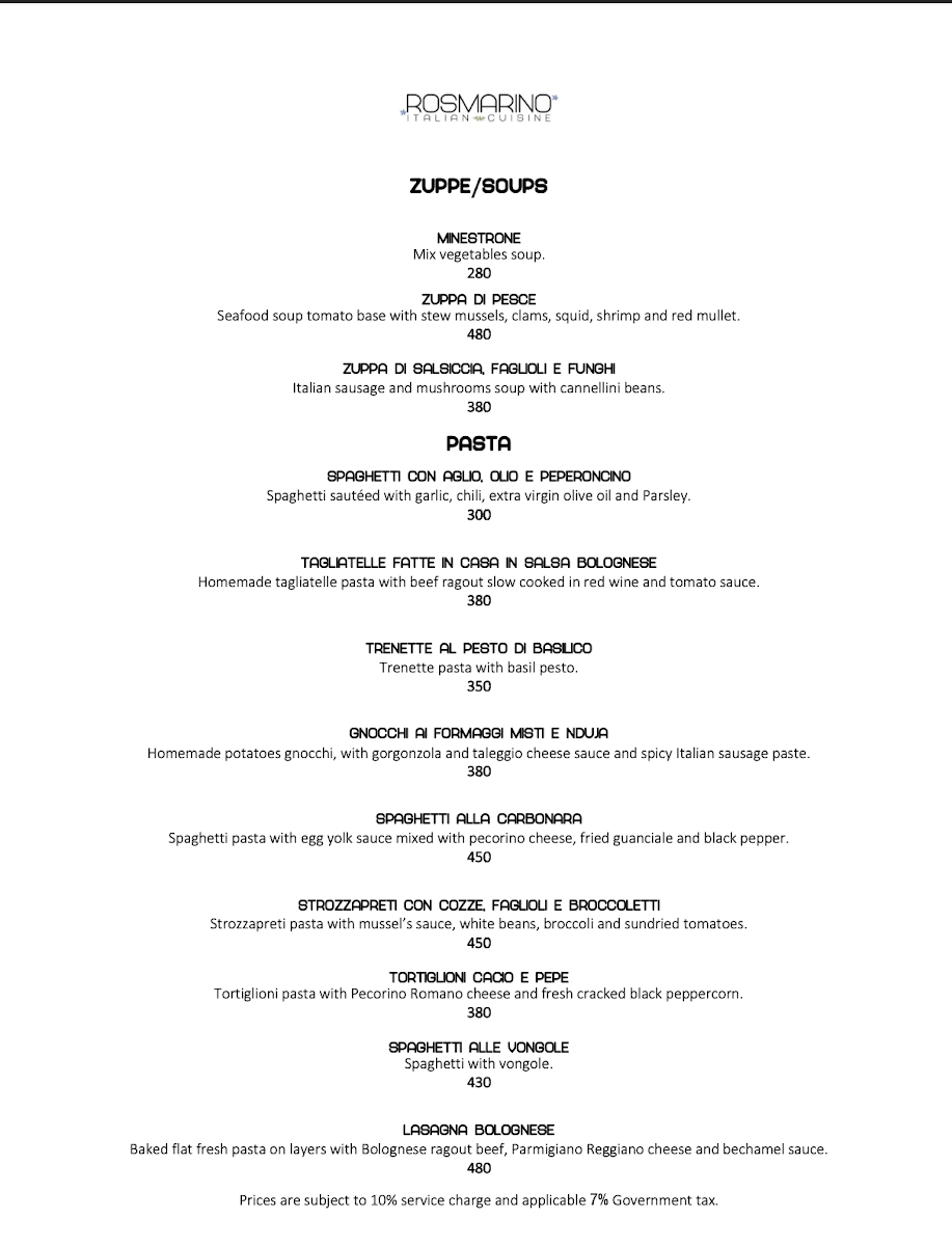 Rosmarino Restaurant Photo Menu 1