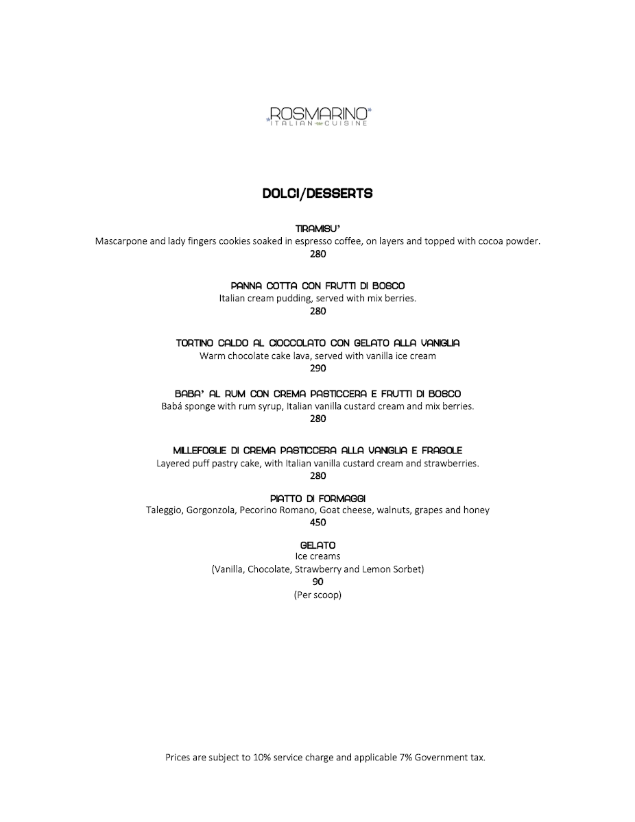 Rosmarino Restaurant Photo Menu 6