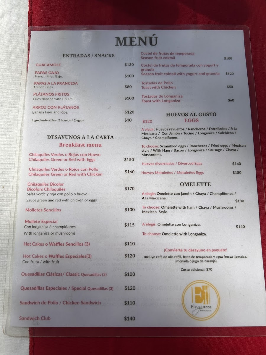 Eleganzza Restaurant Photo Menu 1