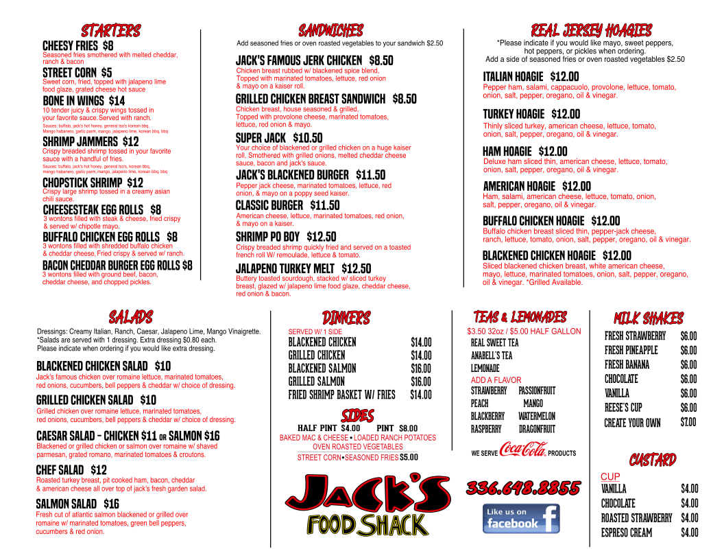 Jack's Food Shack Photo Menu 1