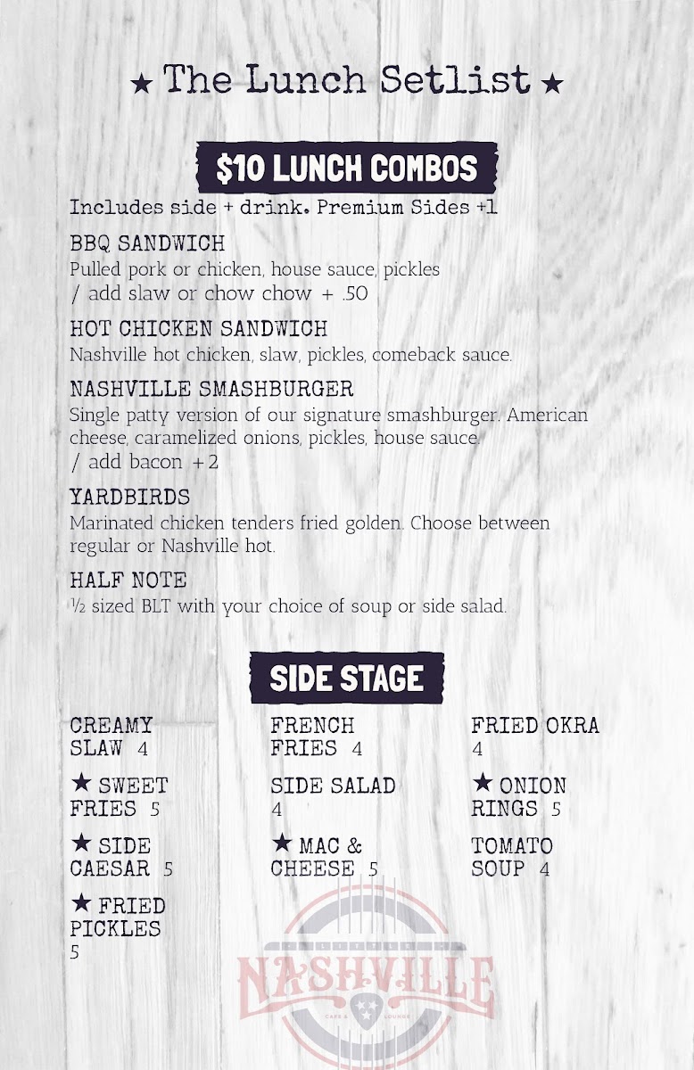 The Little Nashville Cafe Photo Menu 1