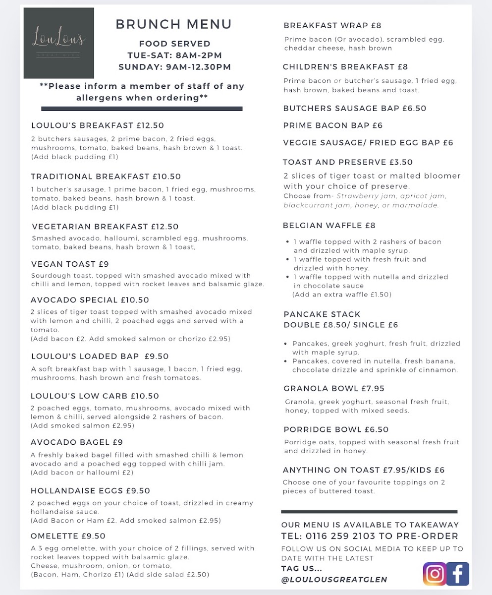 LouLou’s Great Glen Photo Menu 2