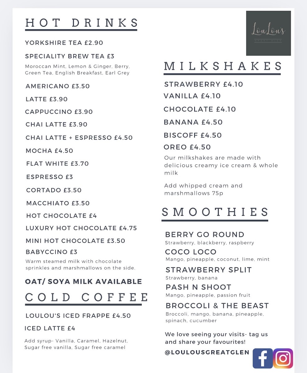 LouLou’s Great Glen Photo Menu 3