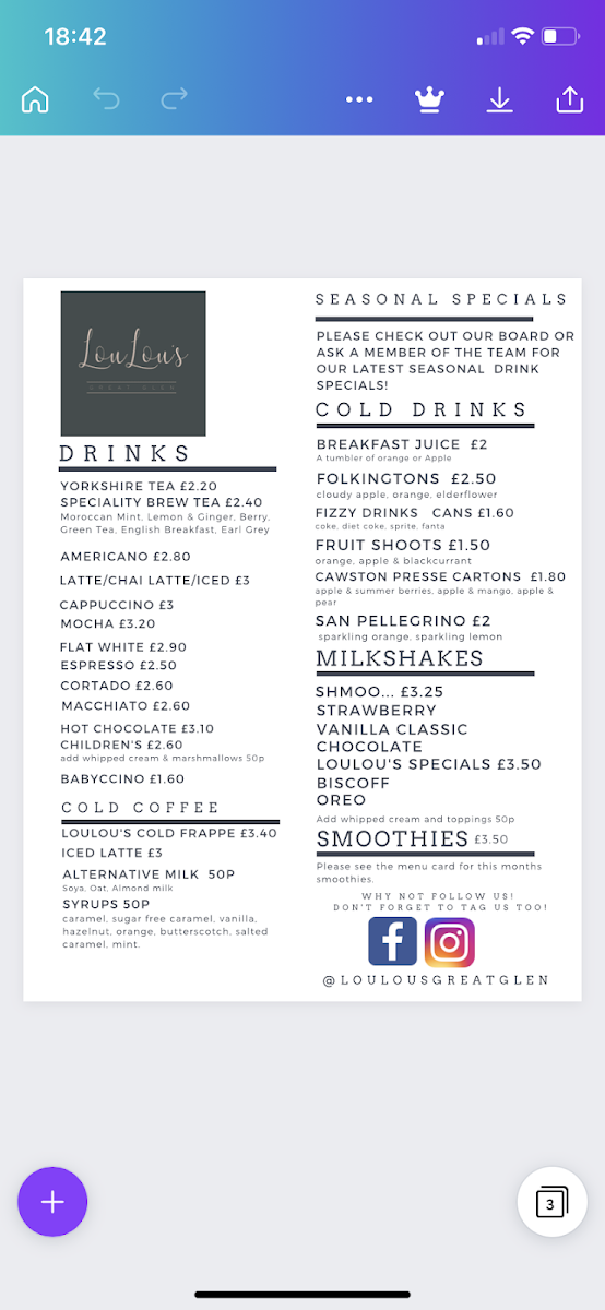 LouLou’s Great Glen Photo Menu 4