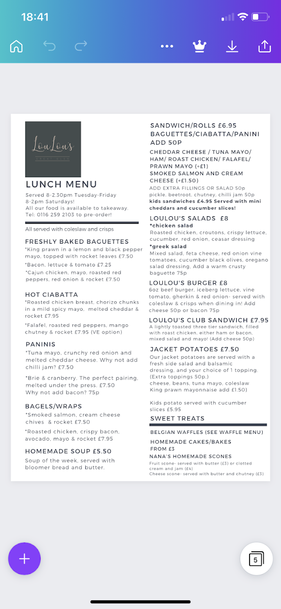 LouLou’s Great Glen Photo Menu 6