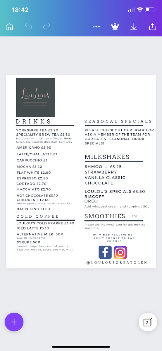 LouLou’s Great Glen Photo Menu 7