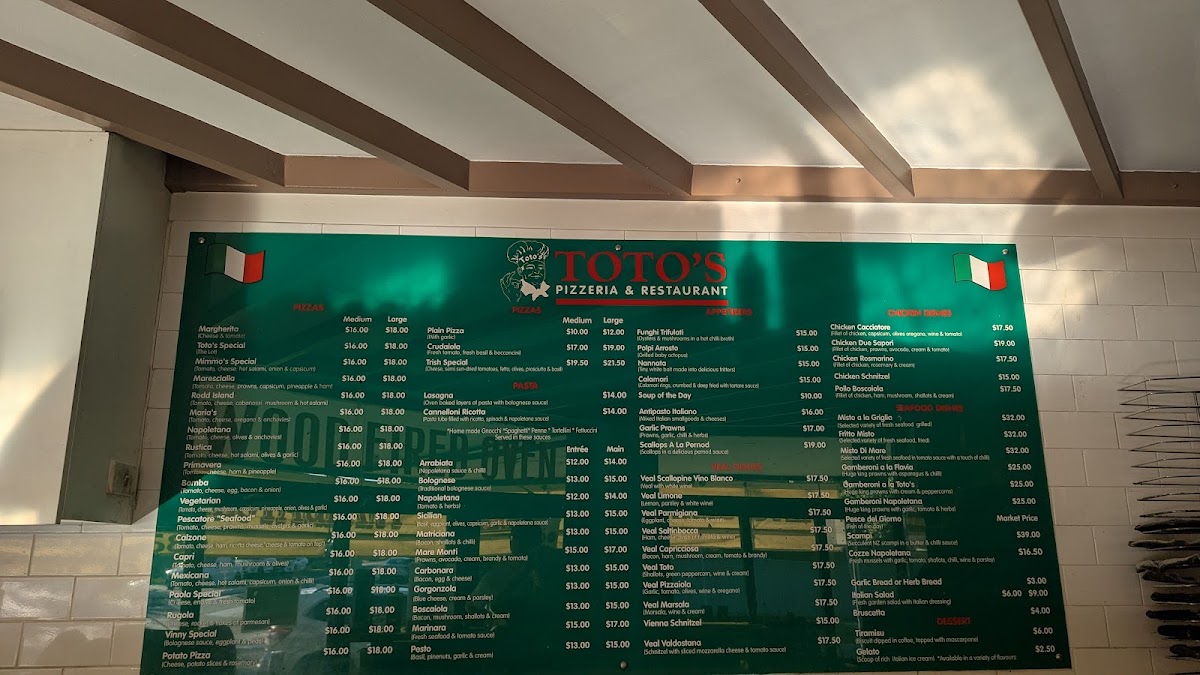 Totos Pizzeria Rodd Point Photo Menu 1