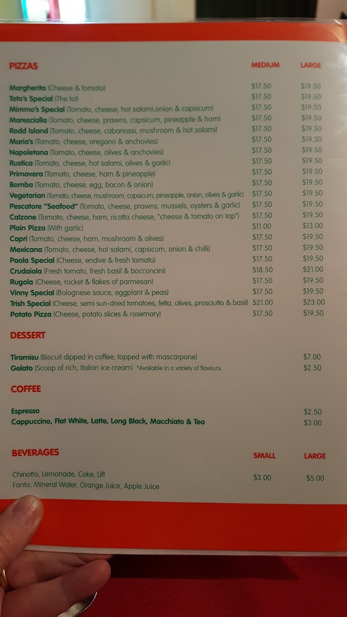 Totos Pizzeria Rodd Point Photo Menu 4