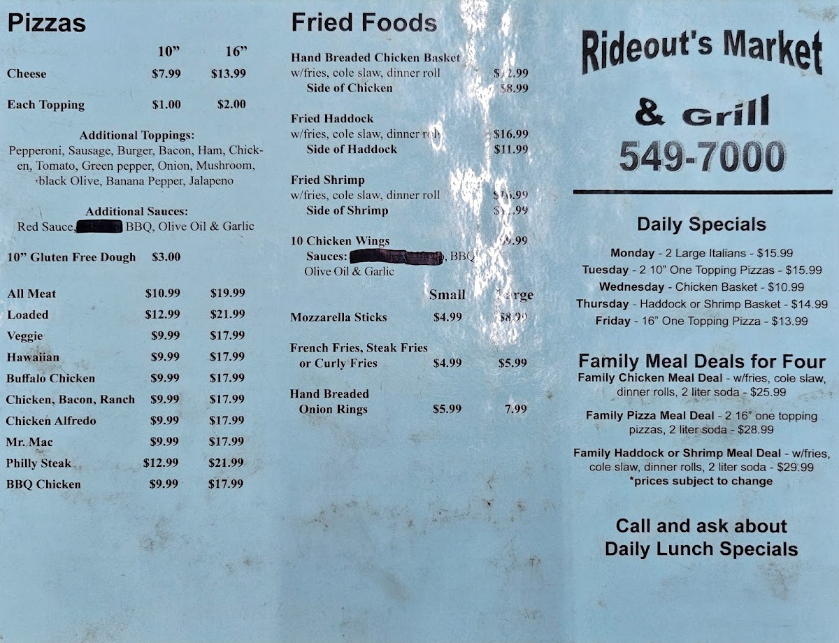 Rideout Market & Grill Photo Menu 2