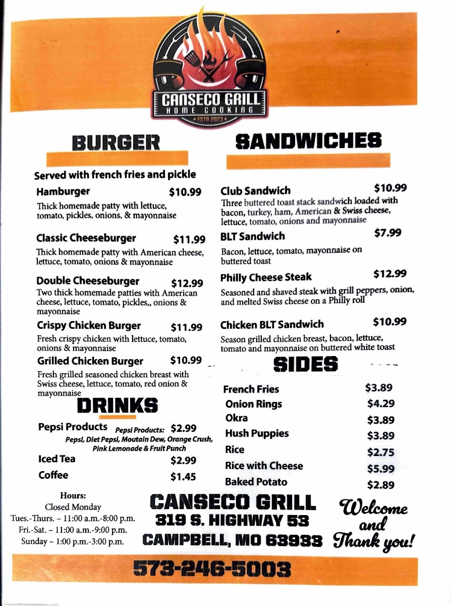 Canseco Grill Photo Menu 2