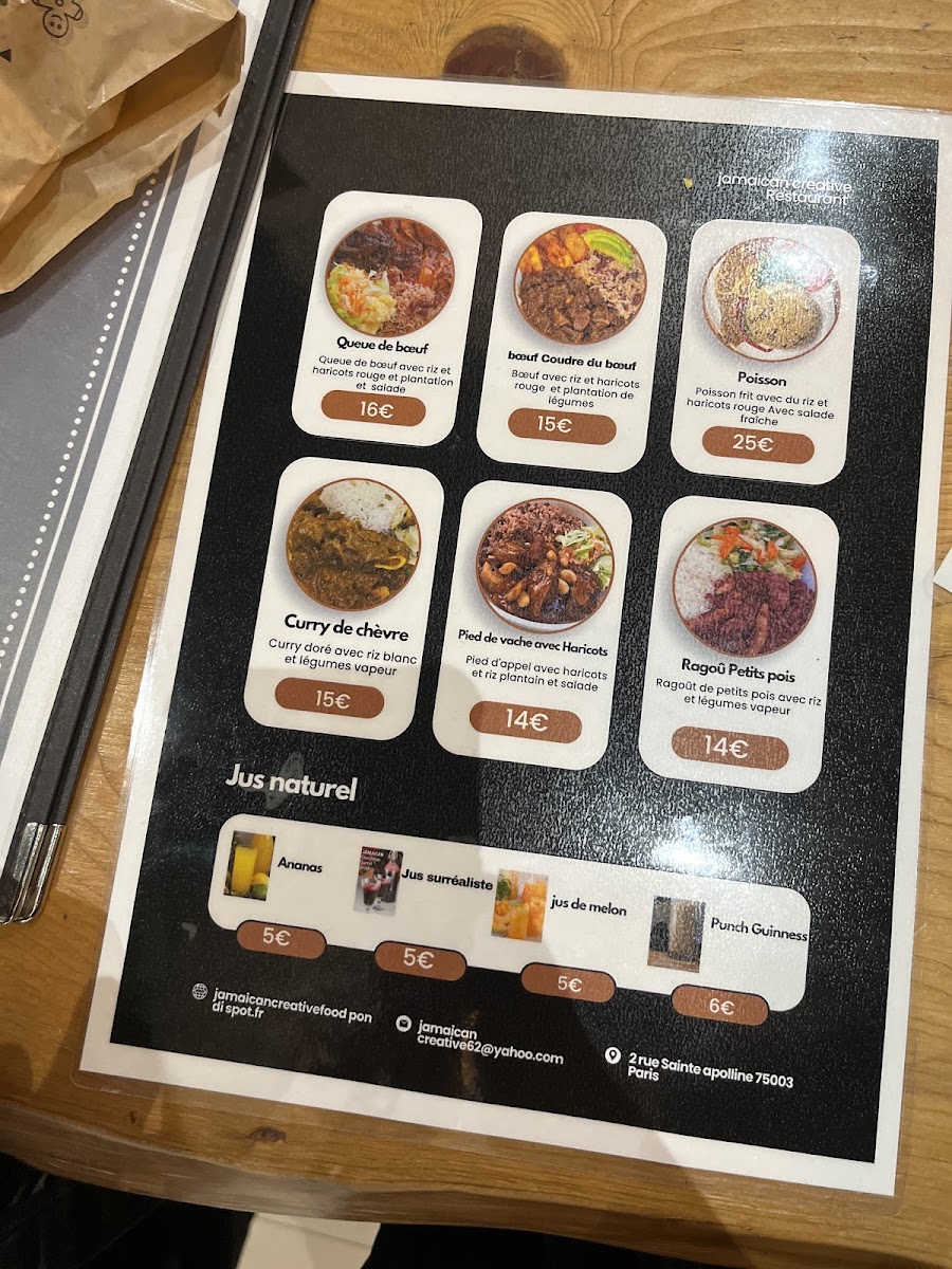 Jamaican creative promotion in Paris Photo Menu 2