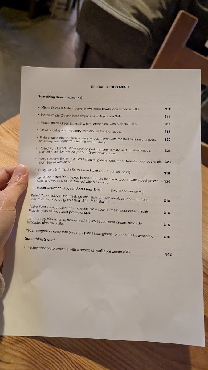 Reload Espresso Bar Photo Menu 1