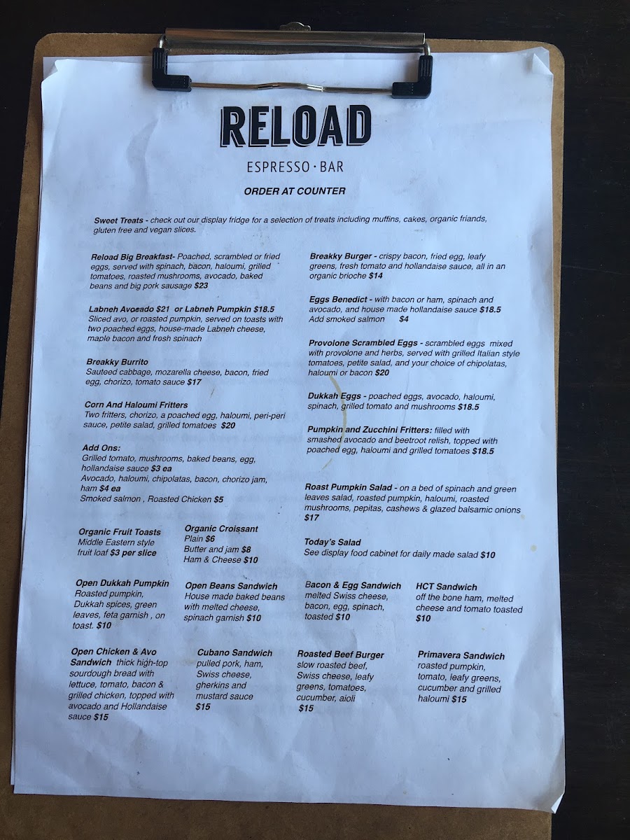 Reload Espresso Bar Photo Menu 5