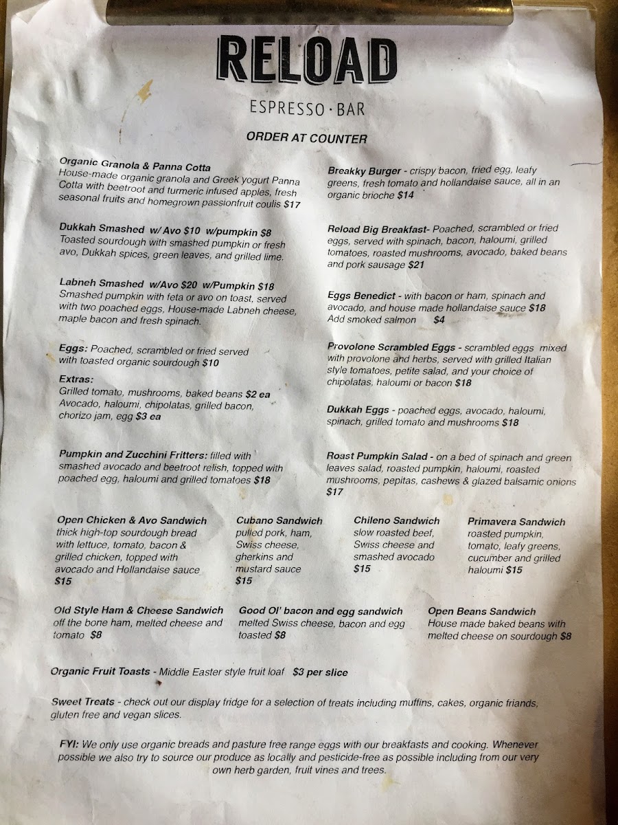 Reload Espresso Bar Photo Menu 7