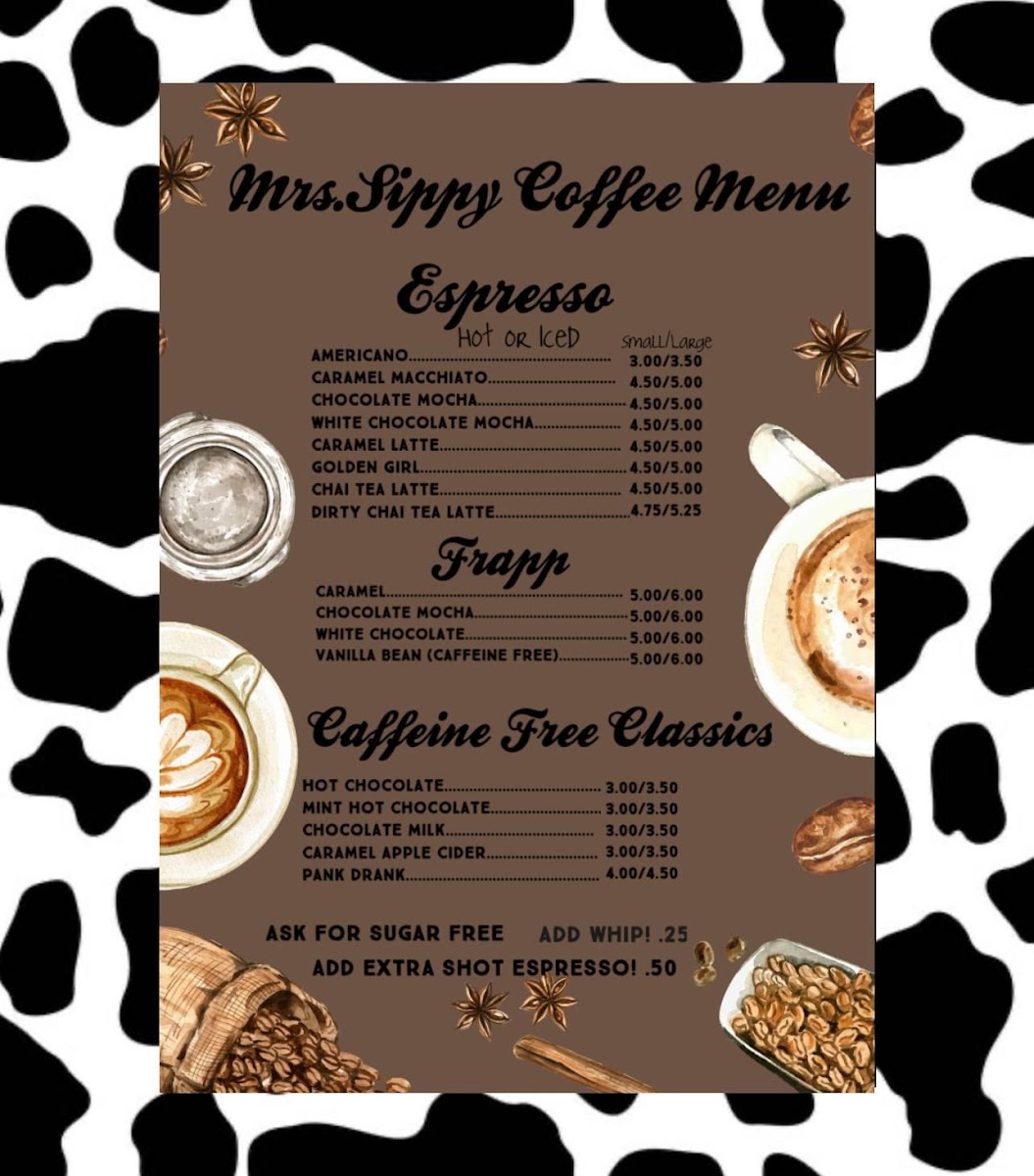 Mrs. Sippy coffee & teas Photo Menu 2