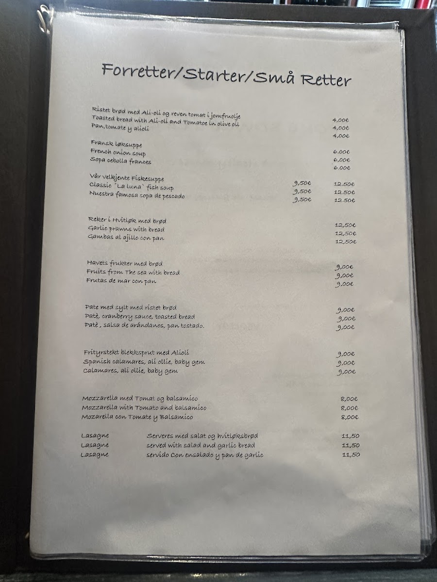 La Luna Restaurante Bar Photo Menu 1