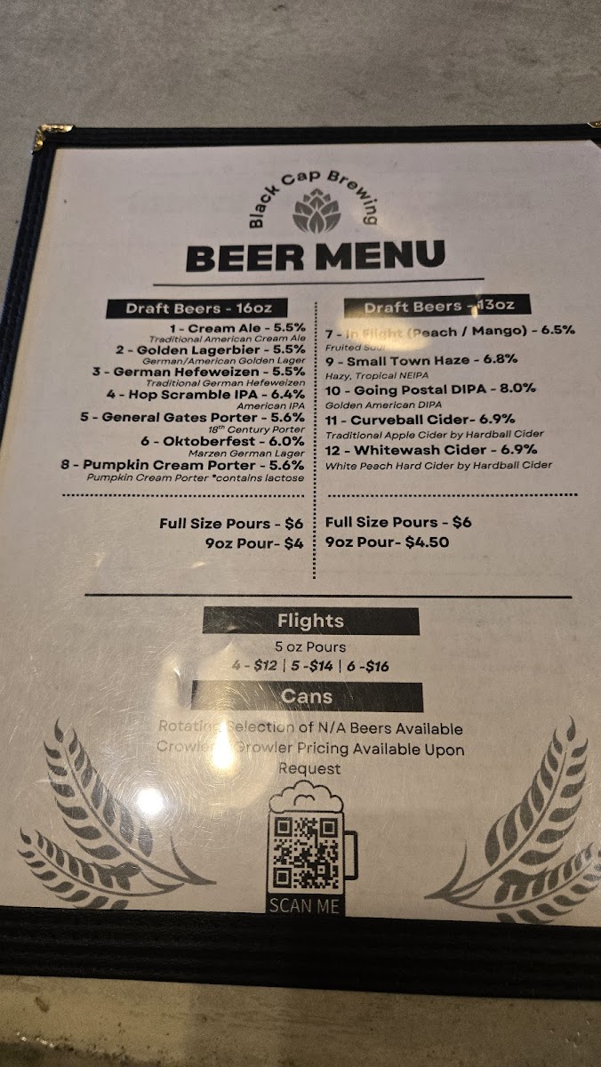 Black Cap Brewing Company Photo Menu 1