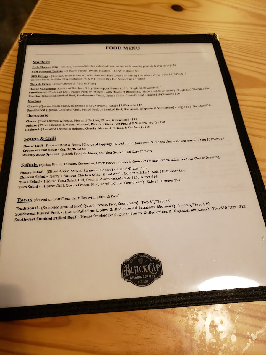Black Cap Brewing Company Photo Menu 6