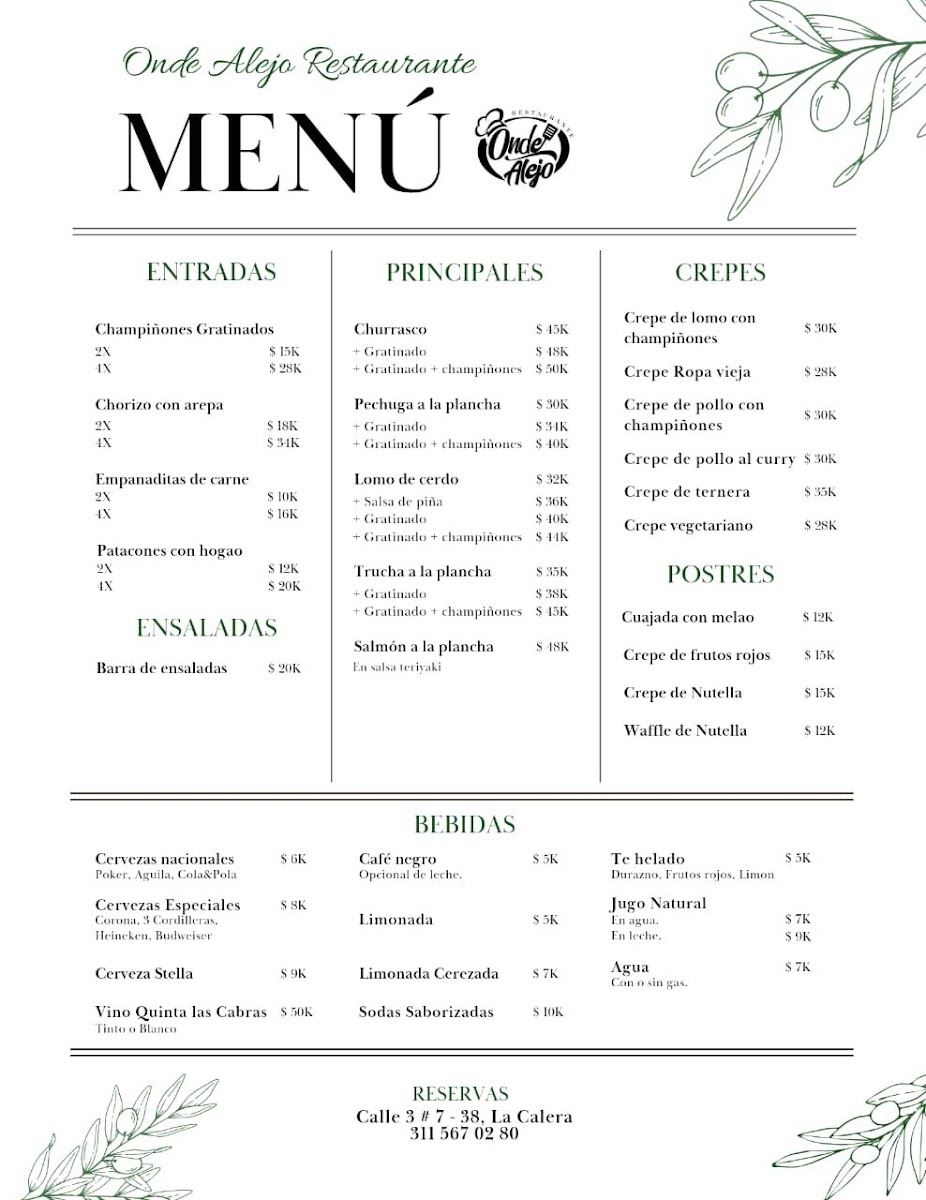 Restaurante Onde Alejo Photo Menu 1